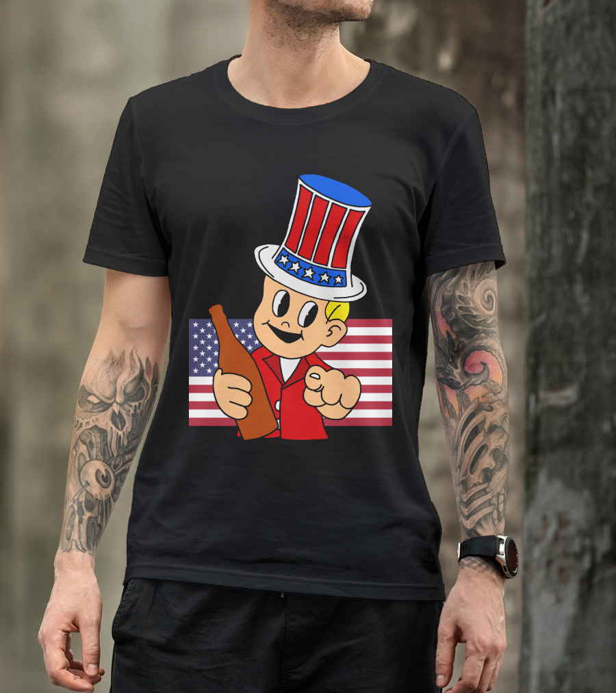 Anchorman Milk Was A Bad Choice Uncle Sam Parody With Stars And Stripes Background T-Shirt