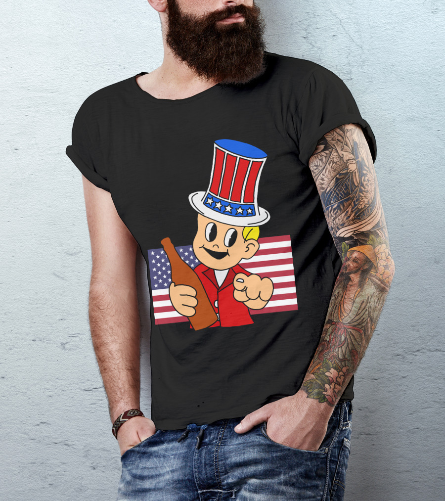 Anchorman Milk Was A Bad Choice Uncle Sam Parody With Stars And Stripes Background T-Shirt