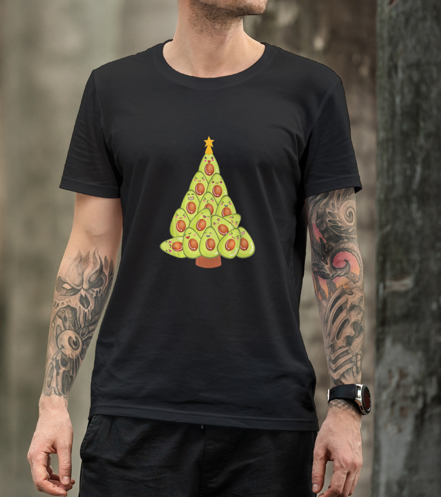 Avocado Christmas Tree Funny Green Guac Vegan Holiday Humor T-Shirt