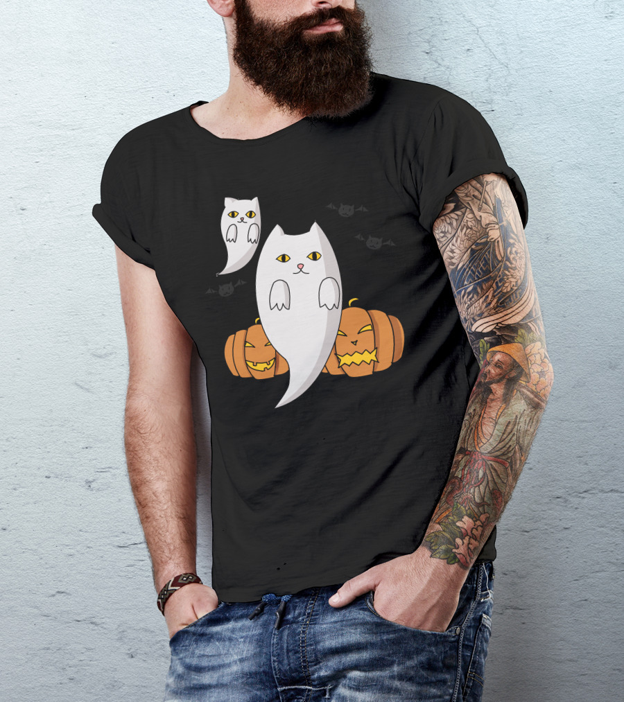 Halloween Pumpkin Ghost Lanterns With Bats T-Shirt