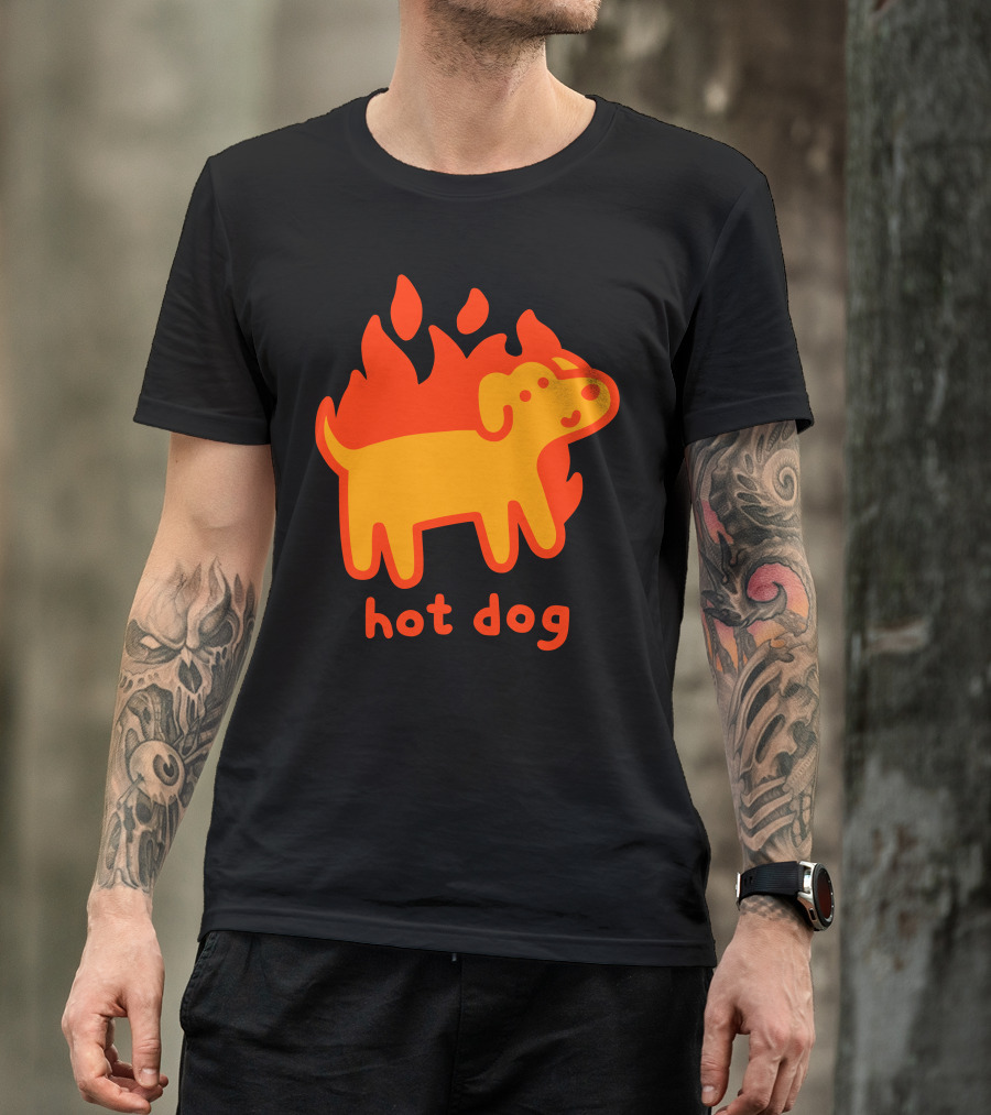 Hot Dog Flaming Cartoon Canine T-Shirt