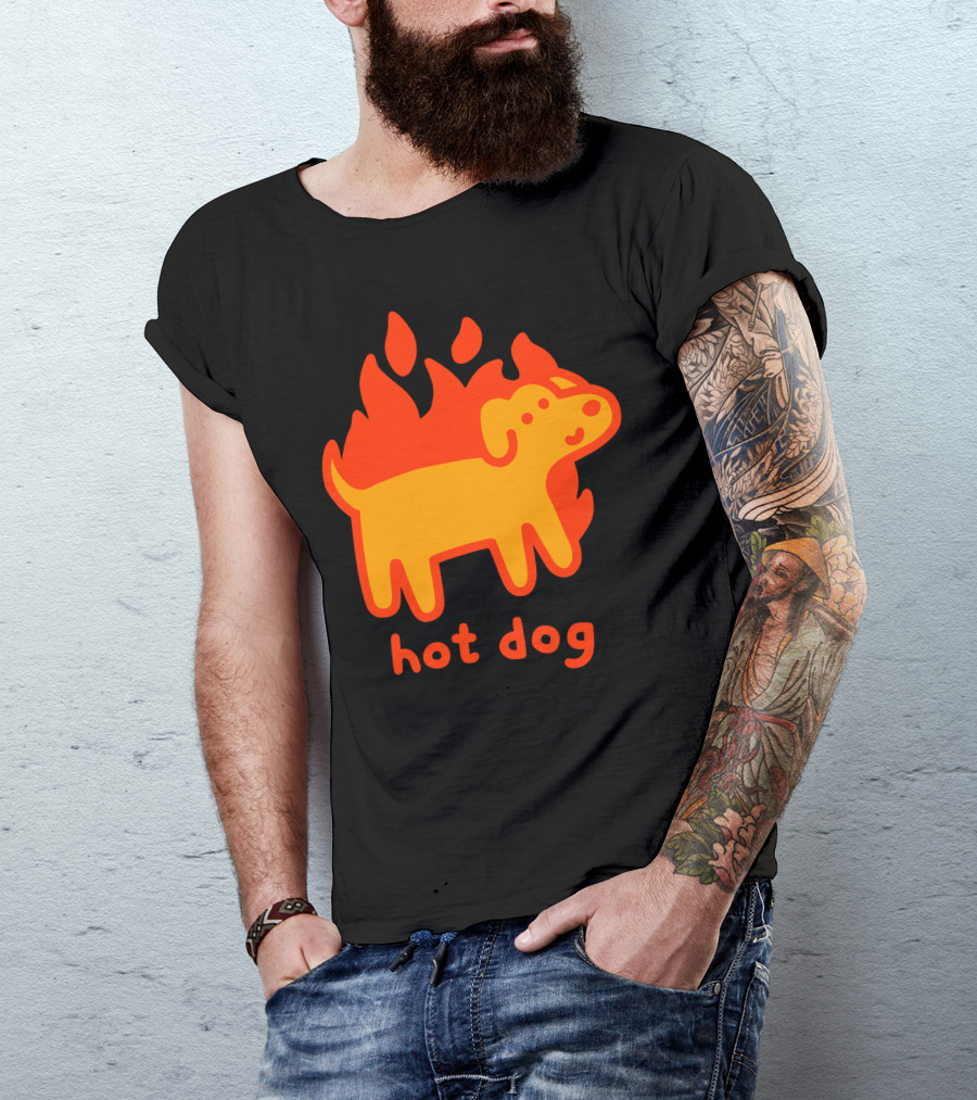 Hot Dog Flaming Cartoon Canine T-Shirt
