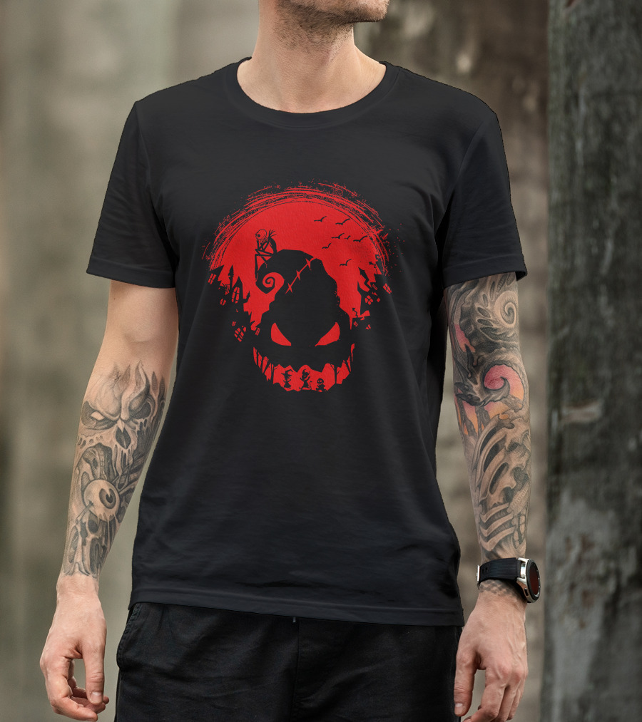 Jack Skellington Night Halloween Town Scene T-Shirt