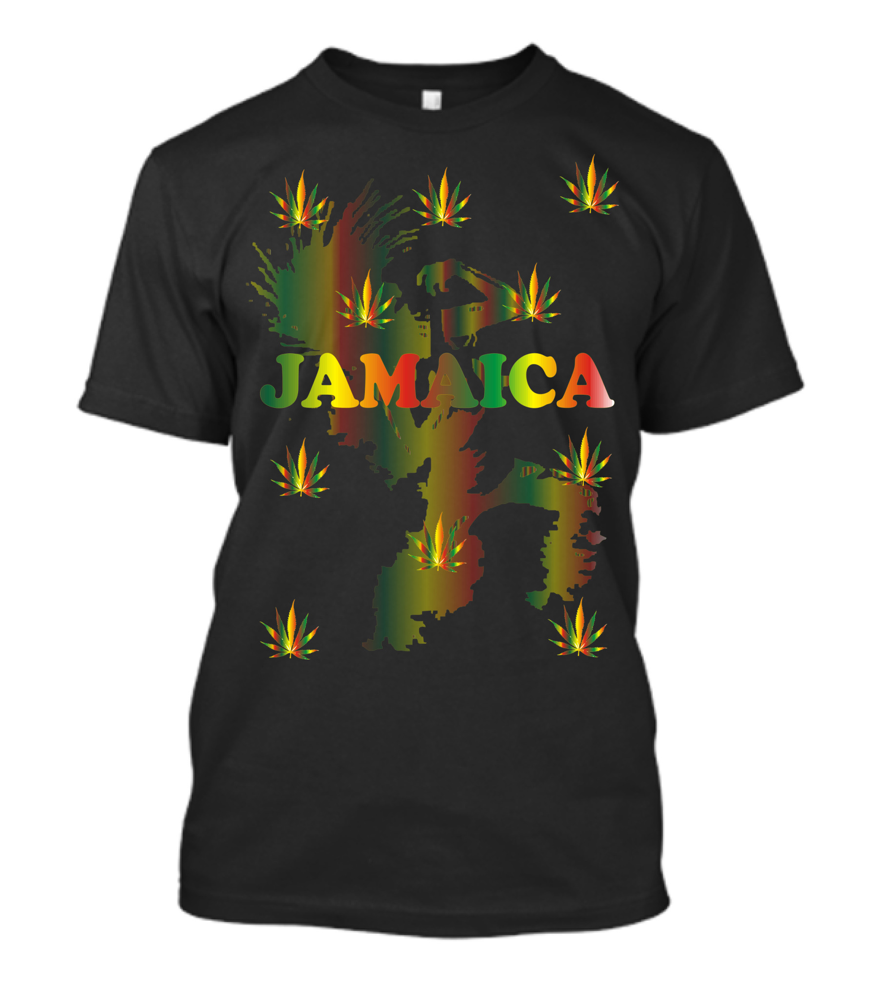 Jamaica Rasta Reggae Colors With Cannabis Leaves T-Shirt