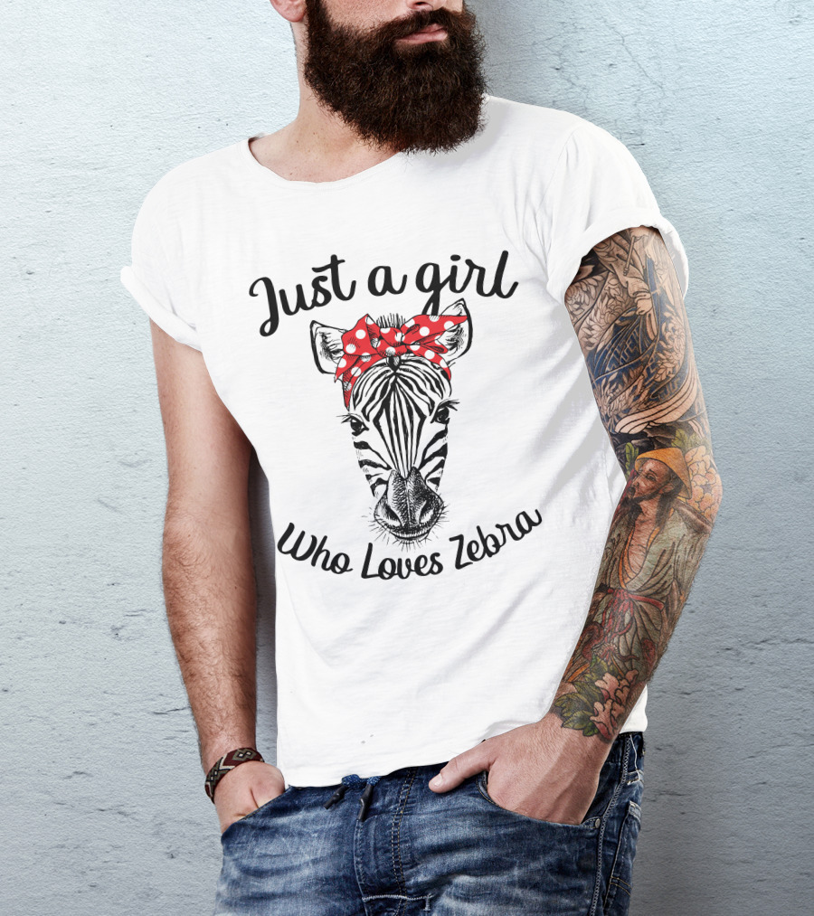 Just A Girl Who Loves Zebra With Polka Dot Bow T-Shirt