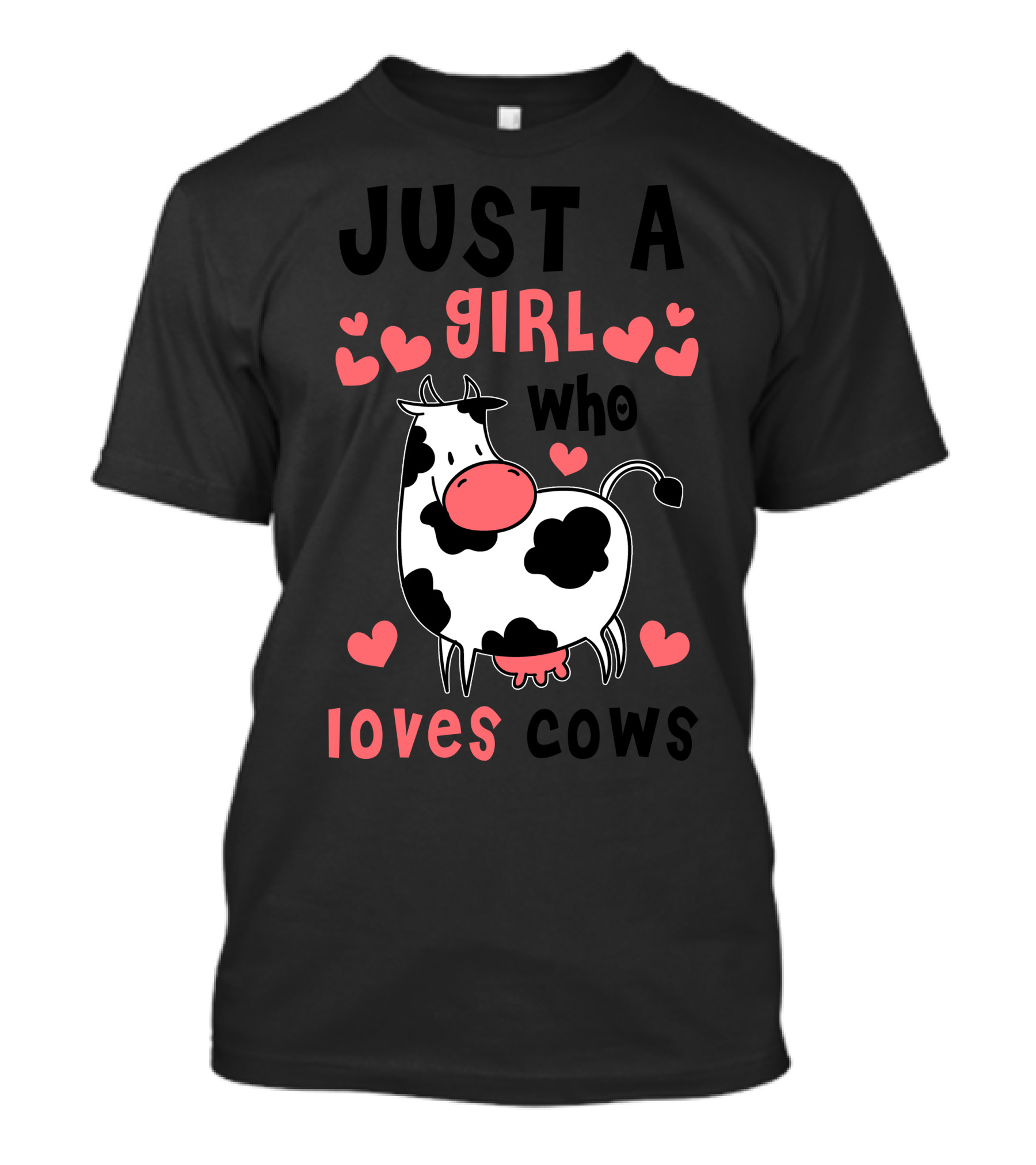 Just A Girl Who Loves Cows With Hearts And Cow T-Shirt