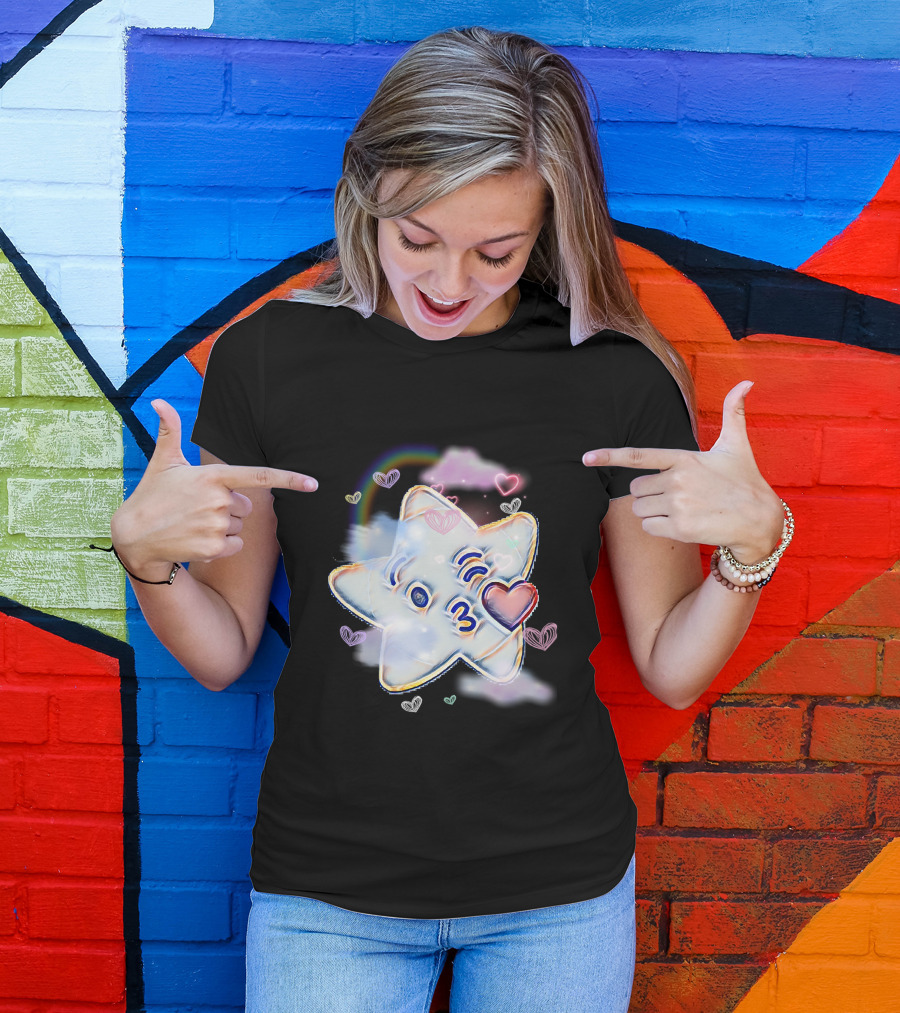 Kissing Star With Hearts And Rainbow T-Shirt
