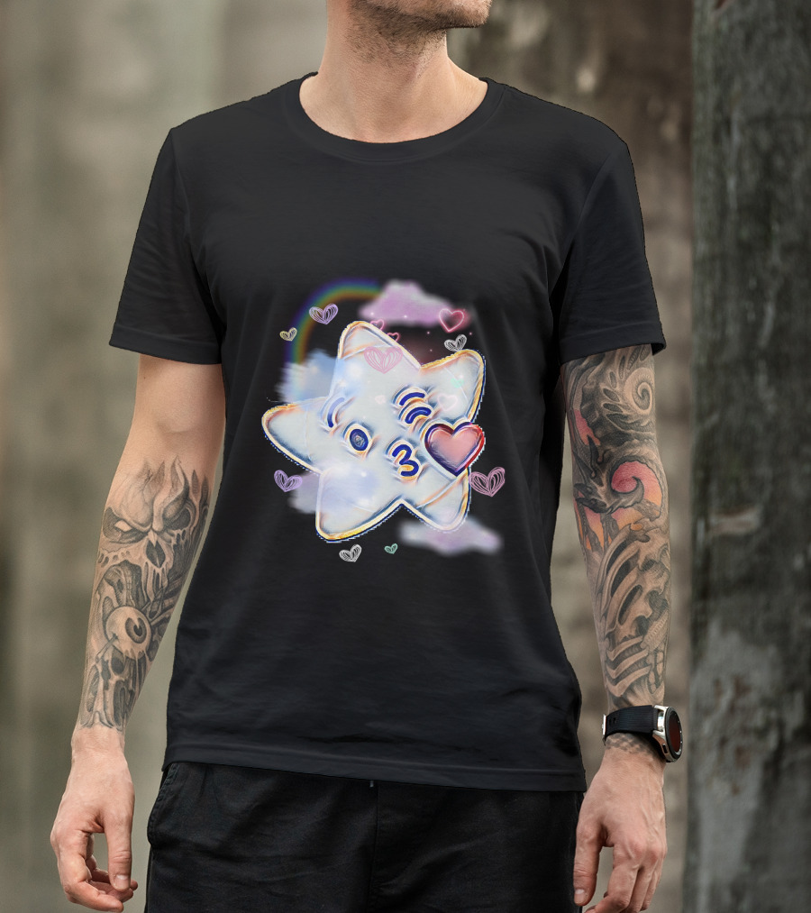 Kissing Star With Hearts And Rainbow T-Shirt