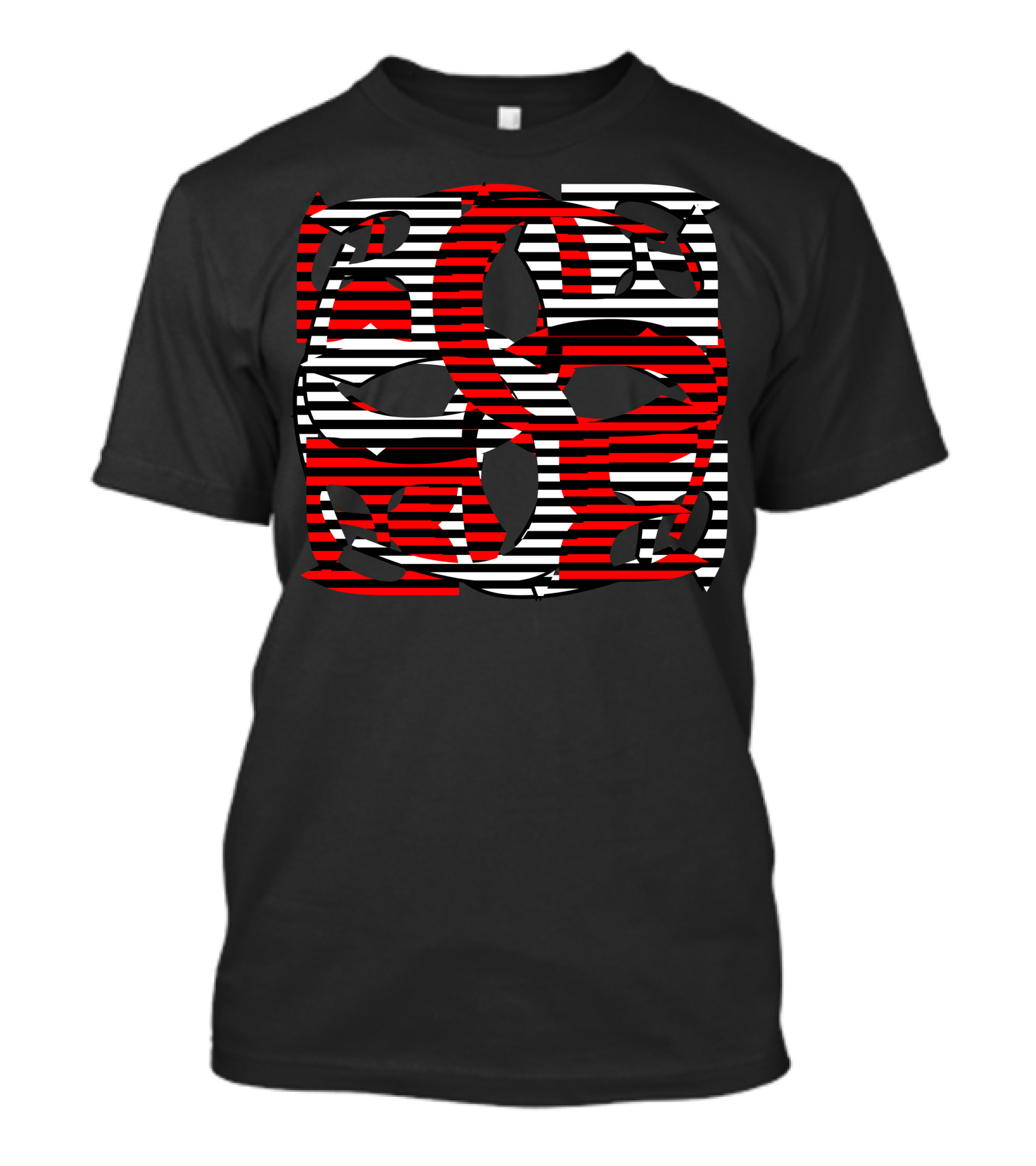 Sine Optical Illusion Red And Black Abstract Stripes T-Shirt