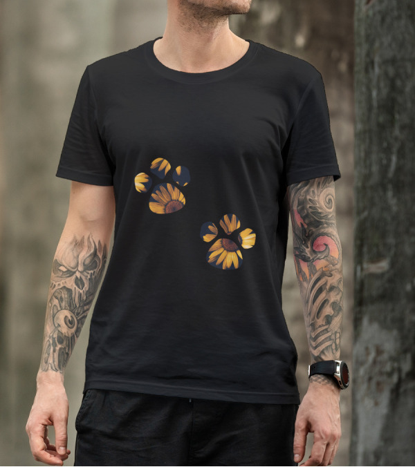 Sunflower Cat Paw Prints T-Shirt