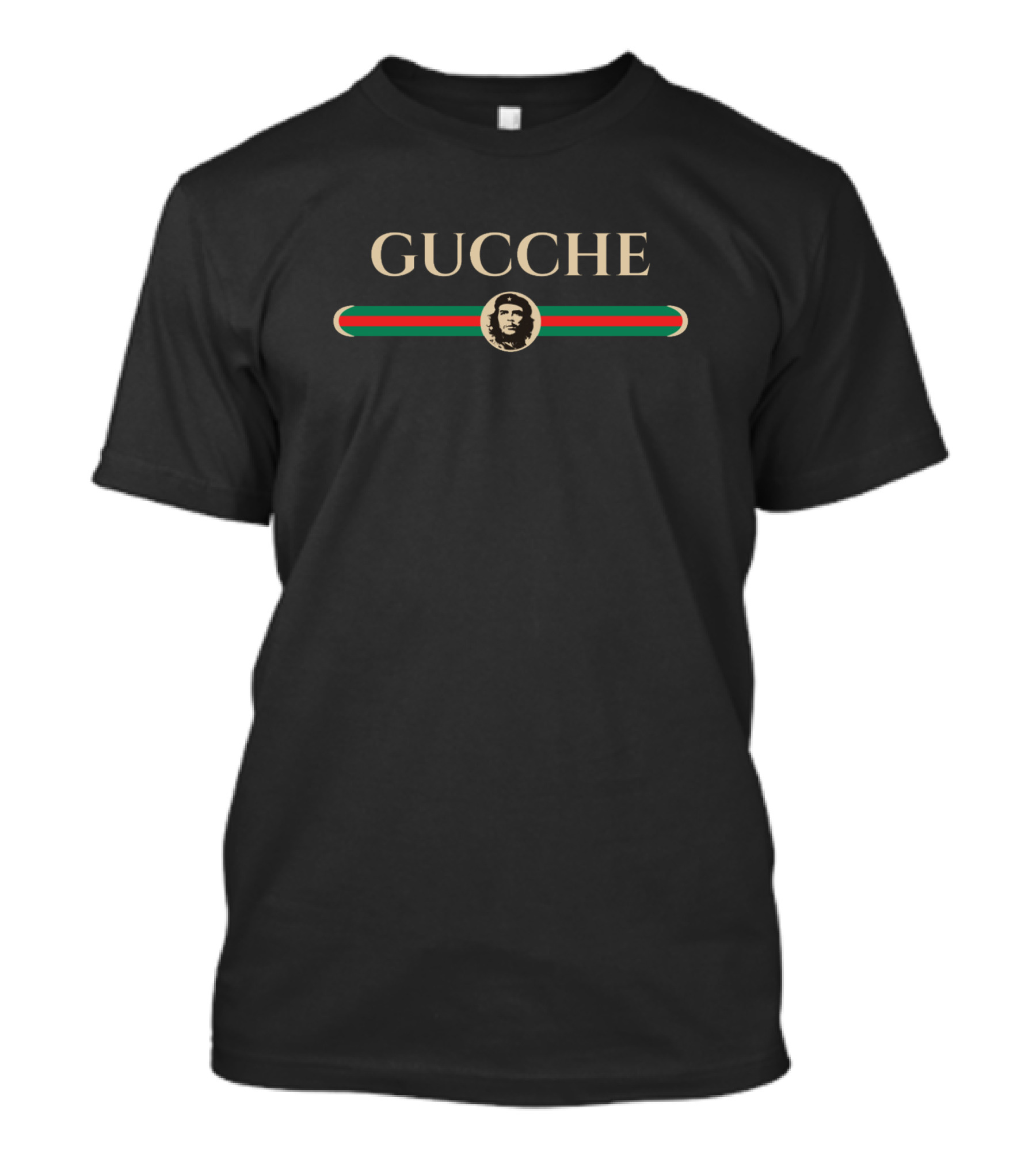 Gucche Che Guevara Logo Red Green Stripe T-Shirt