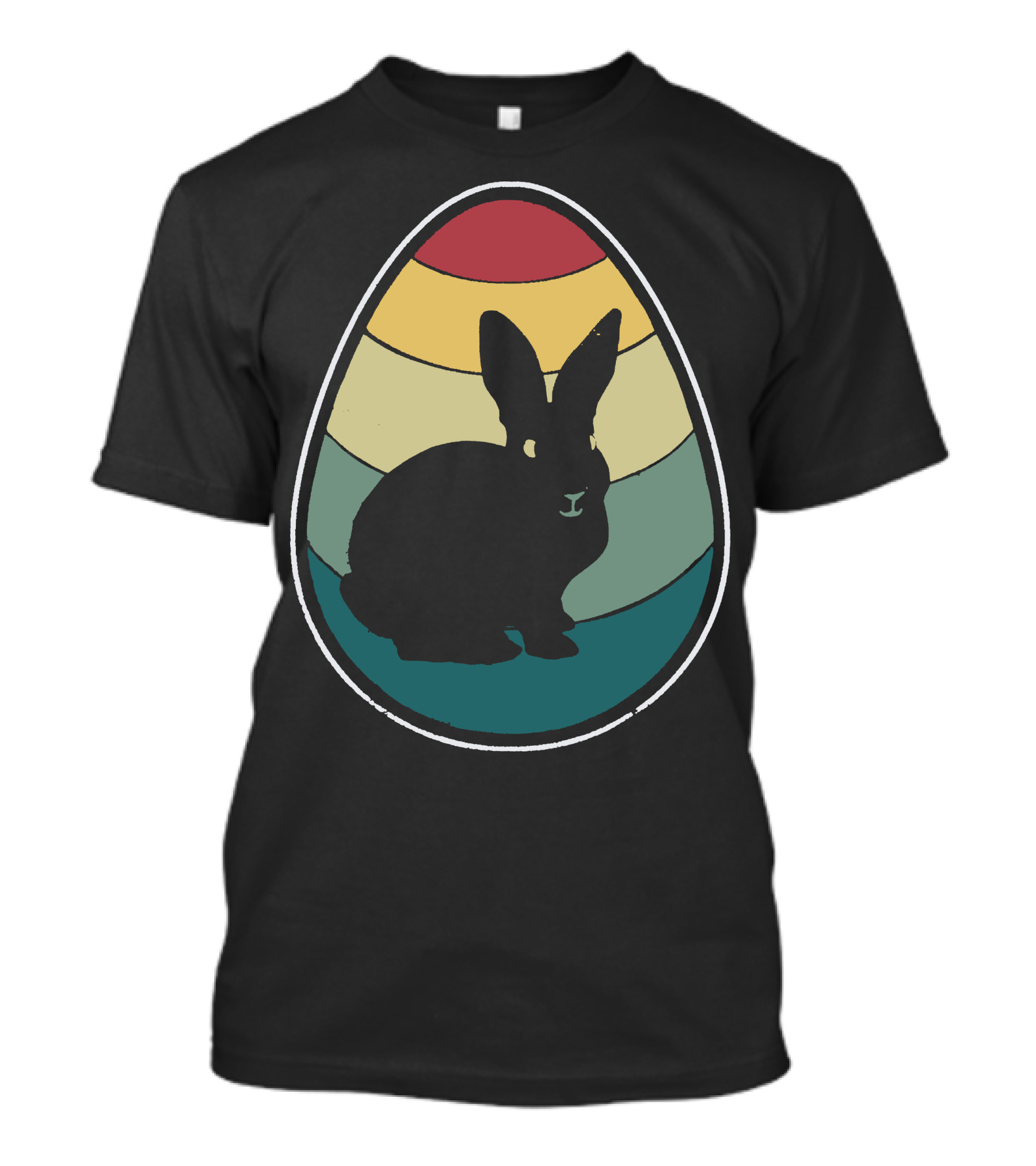 Retro Vintage Bunny Egg Happy Easter Rainbow T-Shirt
