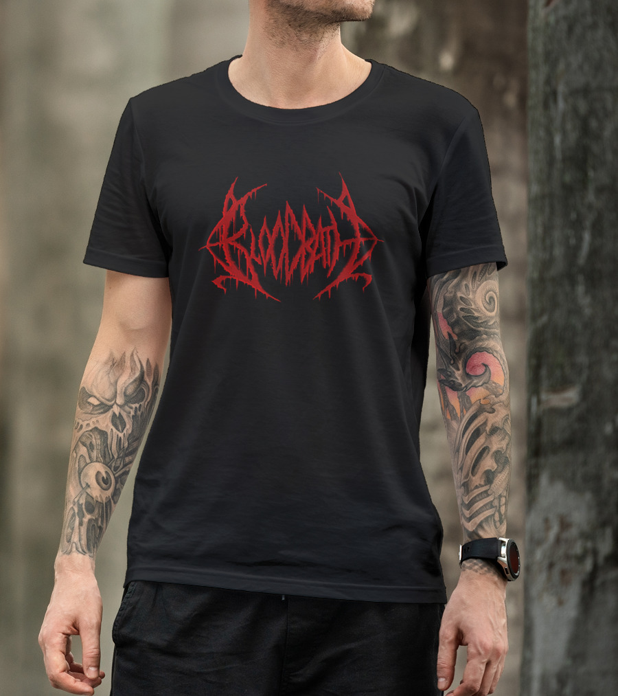 Bloodbath Dripping Red Metal Band Font T-Shirt