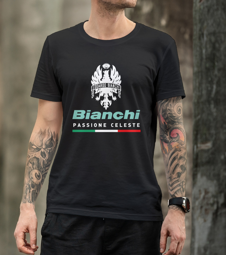Bianchi Edoardo Bianchi Passione Celeste Italian Flag Emblem T-Shirt