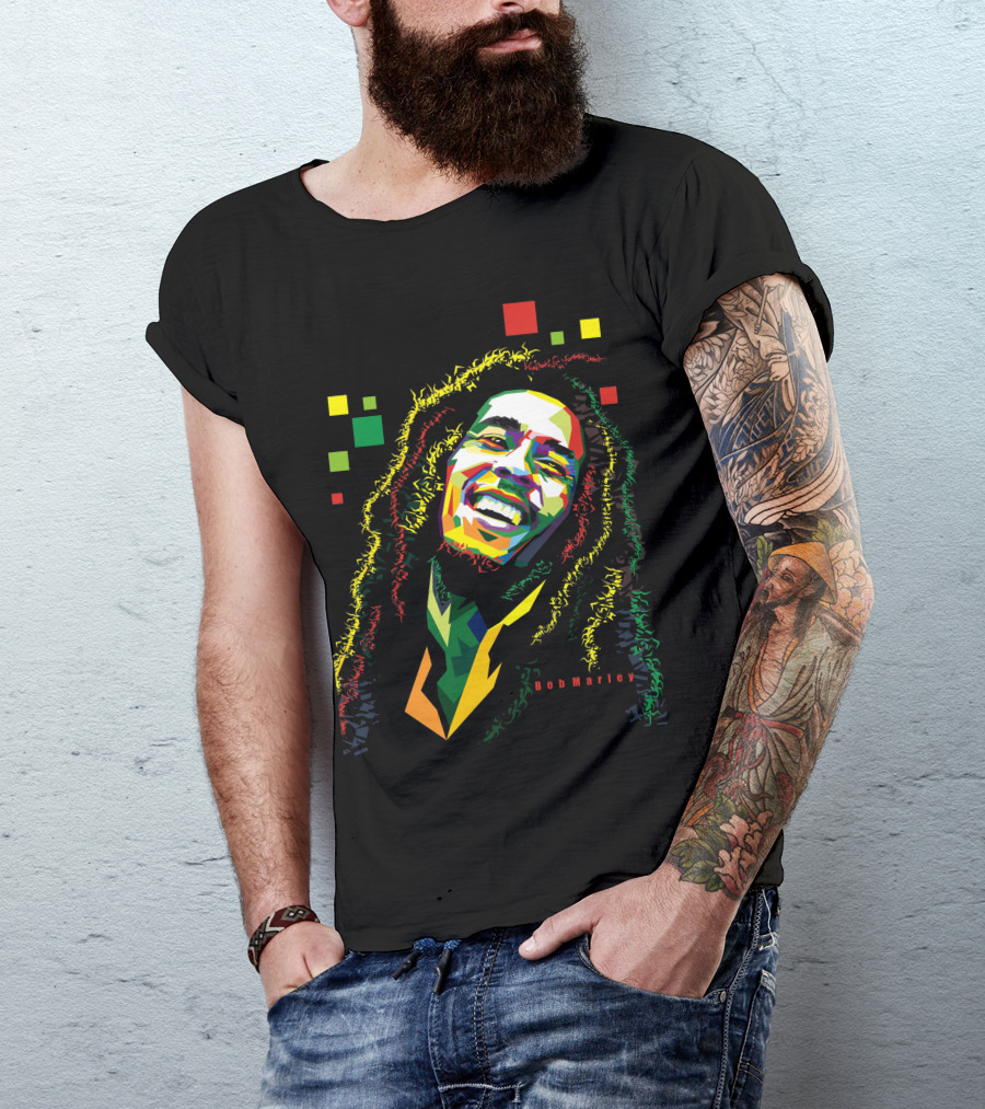 Bob Marley Rasta Way In Vibrant Colorful T-Shirt