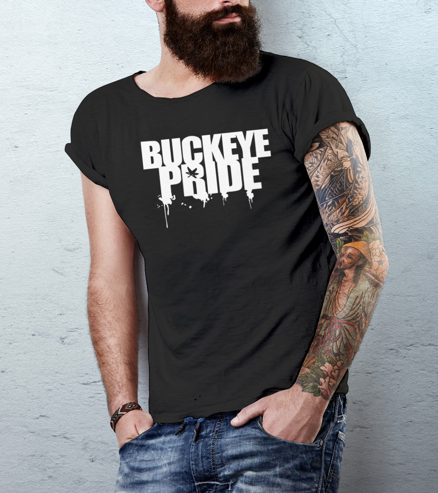 Buckeye Pride Bold Dripping Text With Leaf T-Shirt