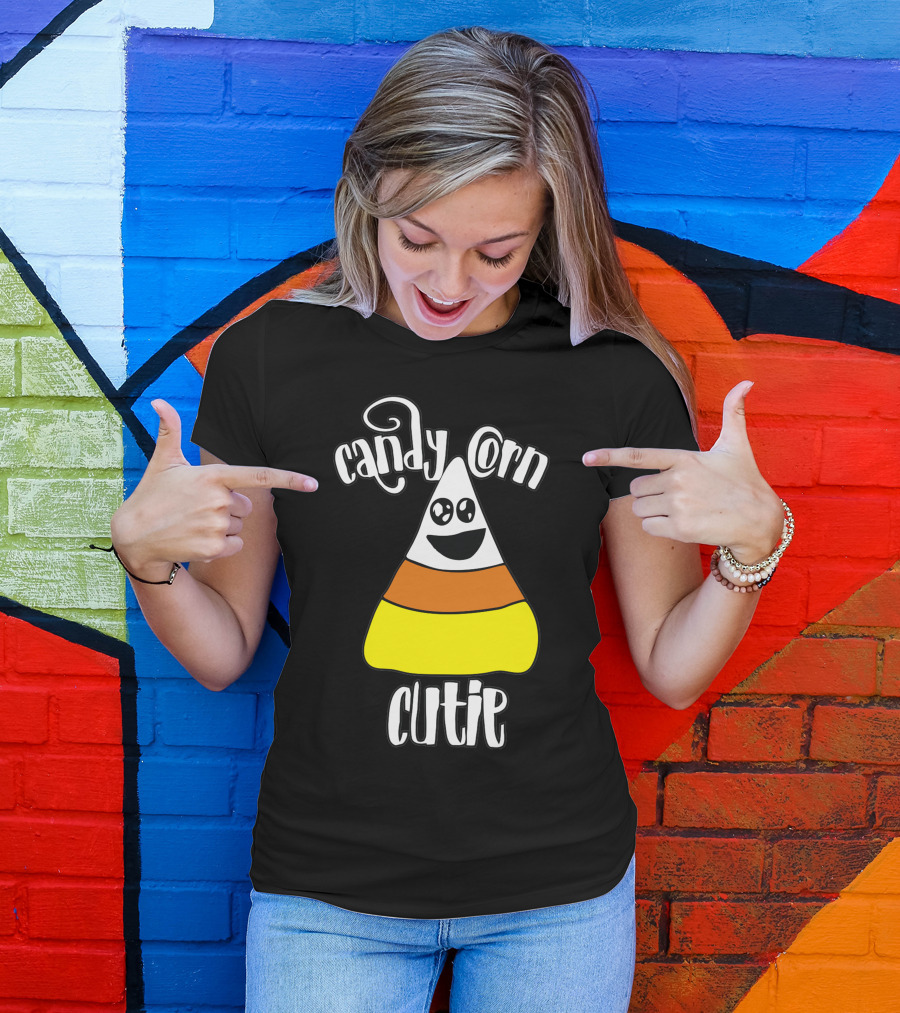 Candy Corn Cutie Smiling Halloween Treat T-Shirt