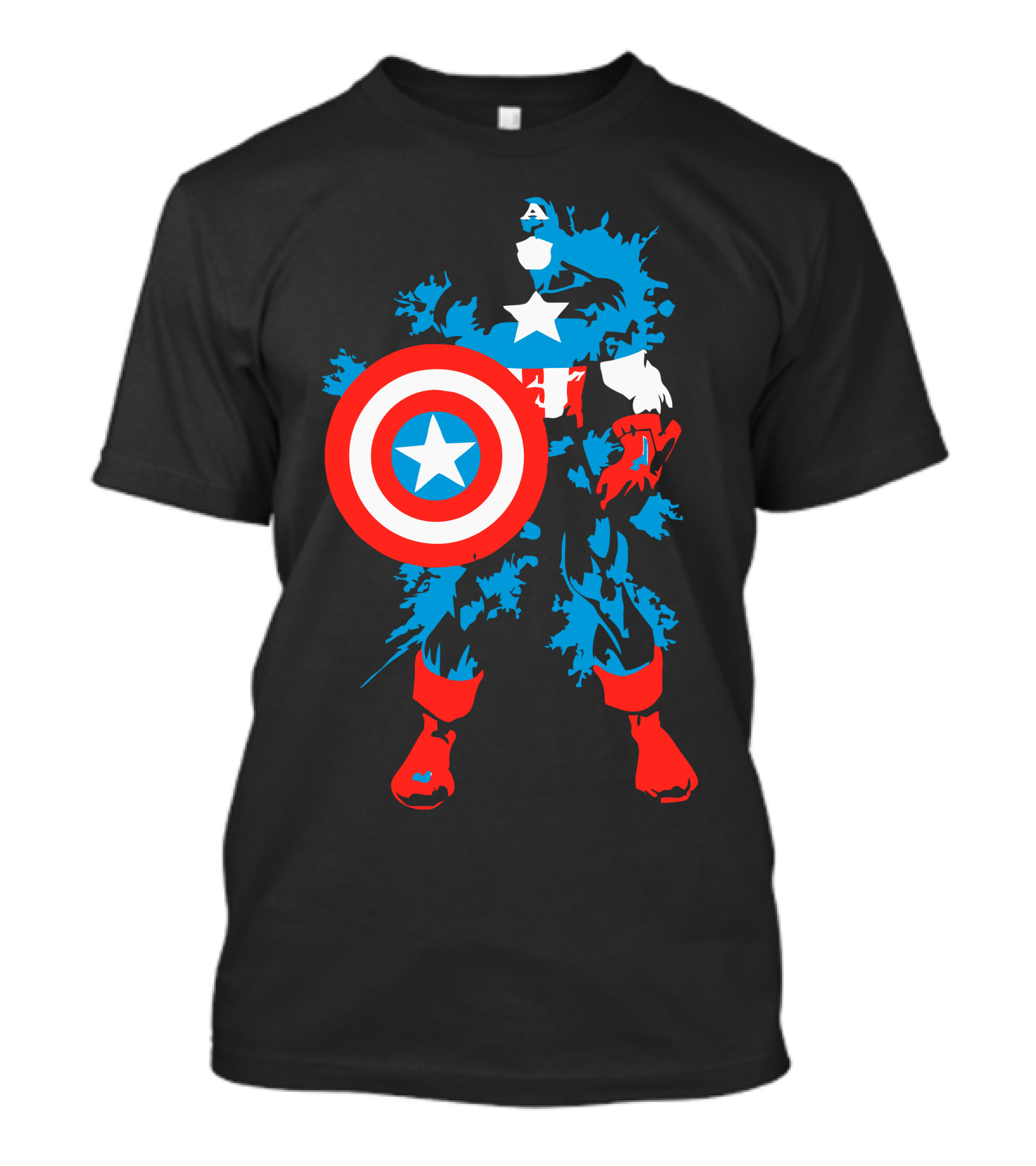Captain Splash Shield Stars Blue And Red Hero T-Shirt