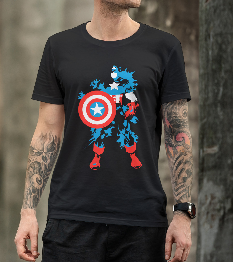 Captain Splash Shield Stars Blue And Red Hero T-Shirt
