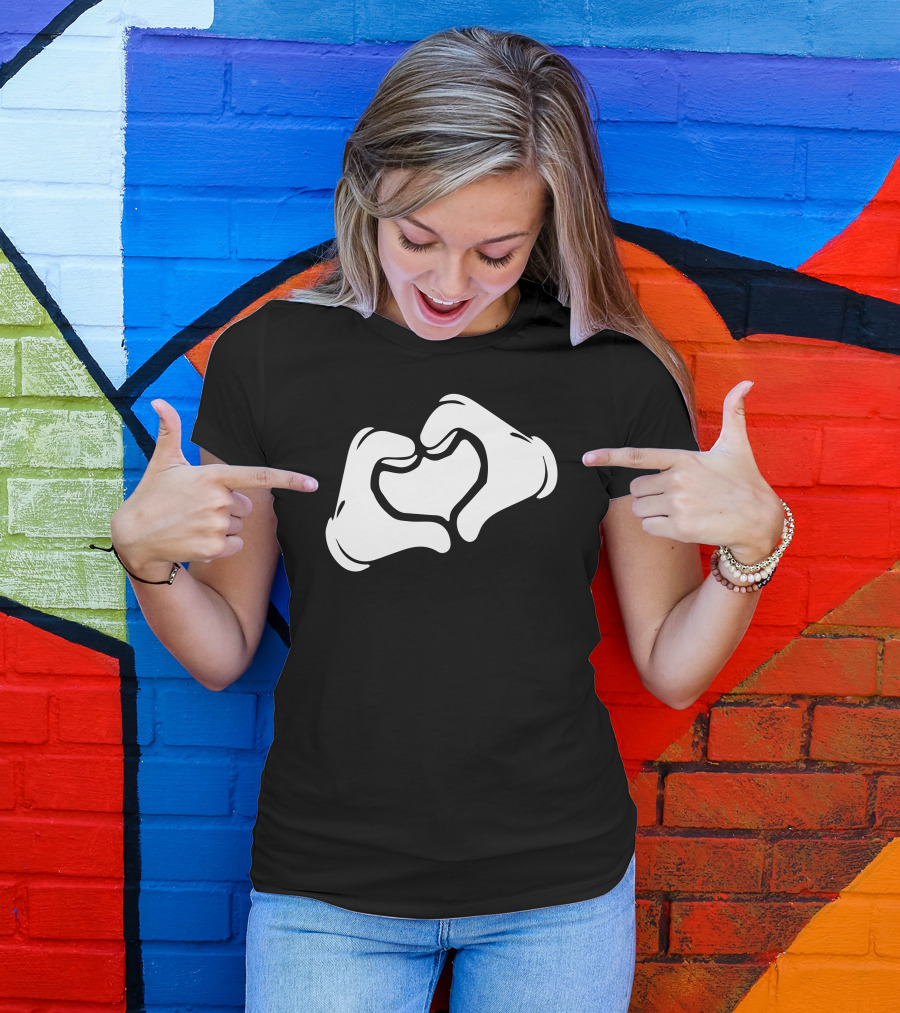 Cartoon Hands Making Heart Gesture T-Shirt