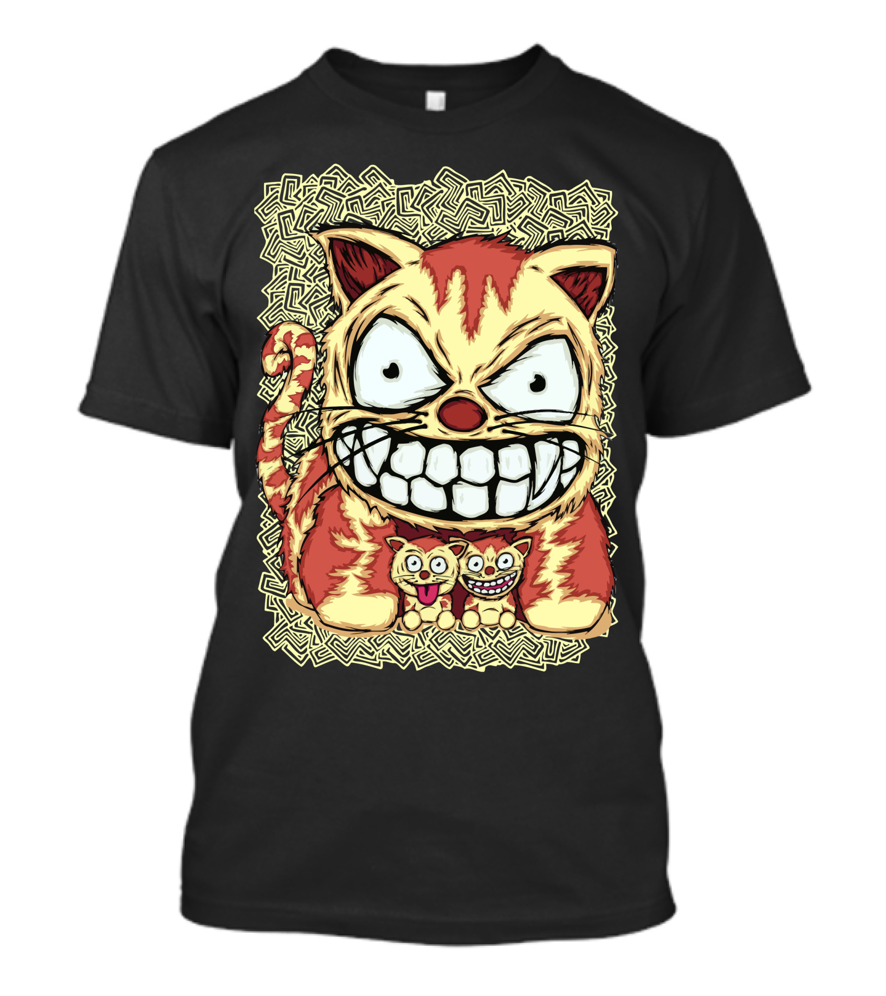 Cats And Son Grinning Cartoon Felines T-Shirt