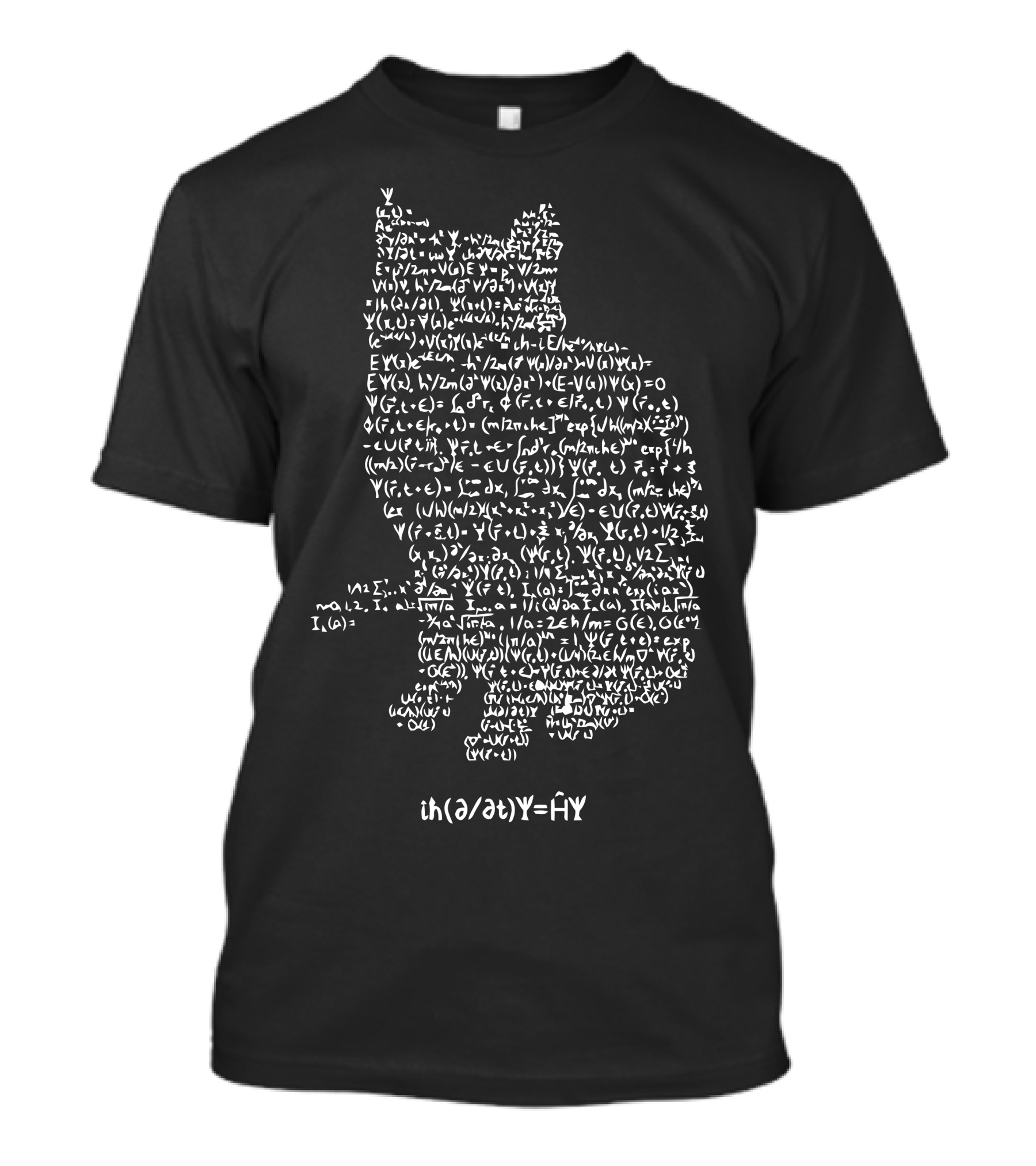 Cats Equation Iħ(∂/∂t)Ψ=ĤΨ Mathematical Cat Shape T-Shirt