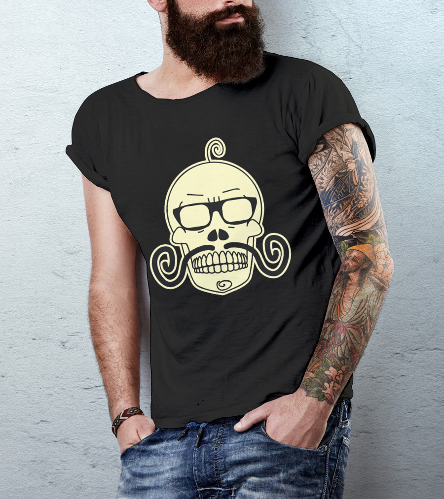 Caveira Skull Glasses And Moustache T-Shirt