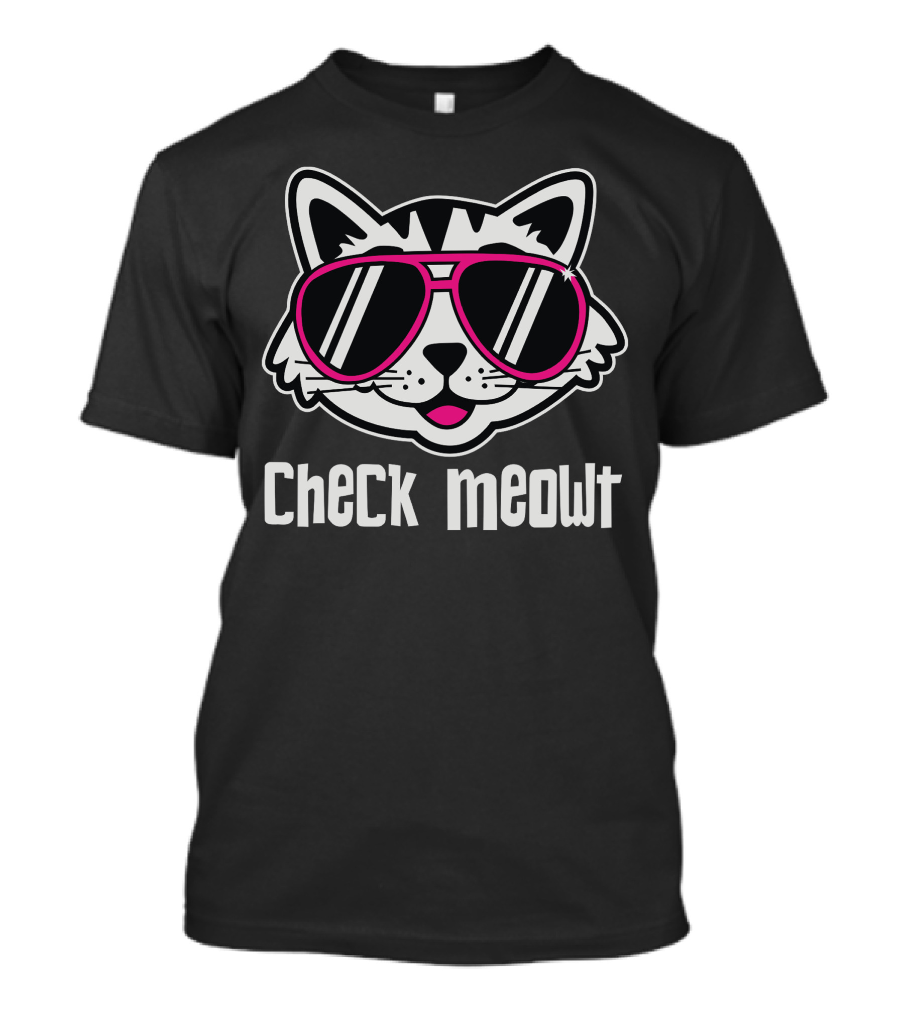 Check Meowt Cat With Pink Sunglasses T-Shirt