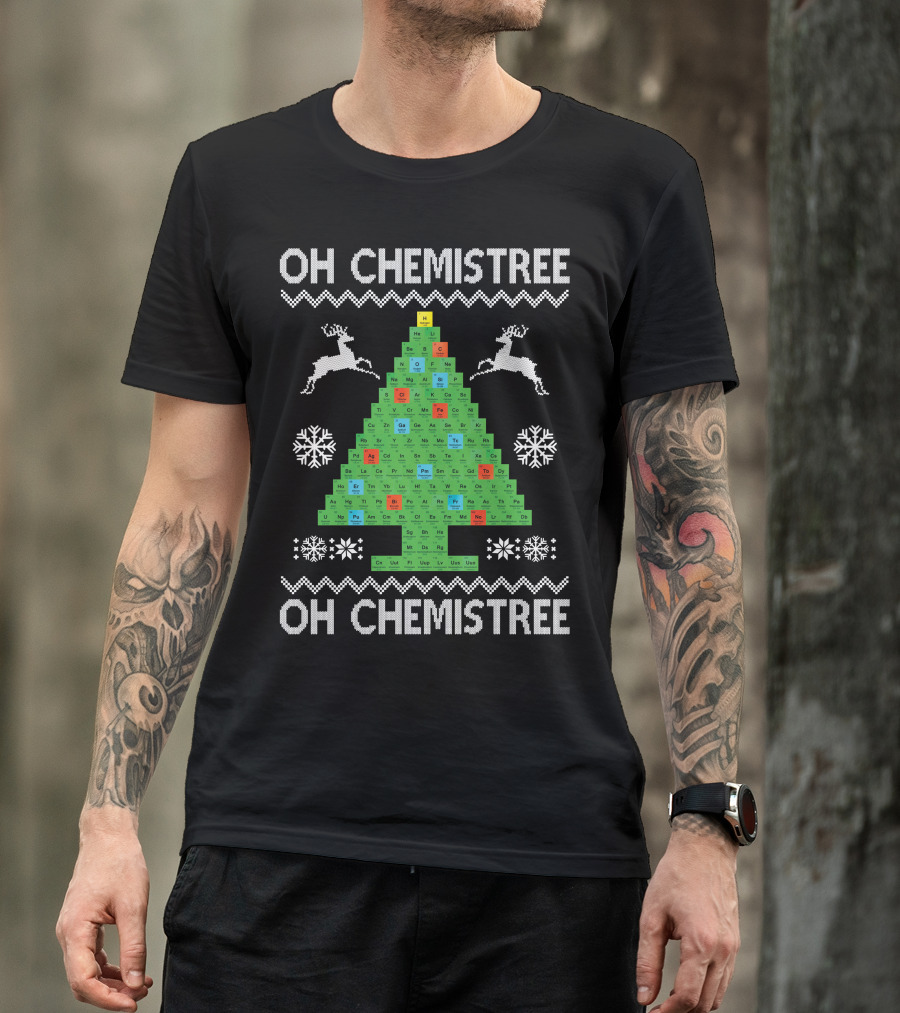 Oh Chemistree Periodic Christmas Tree Reindeer Snowflakes T-Shirt