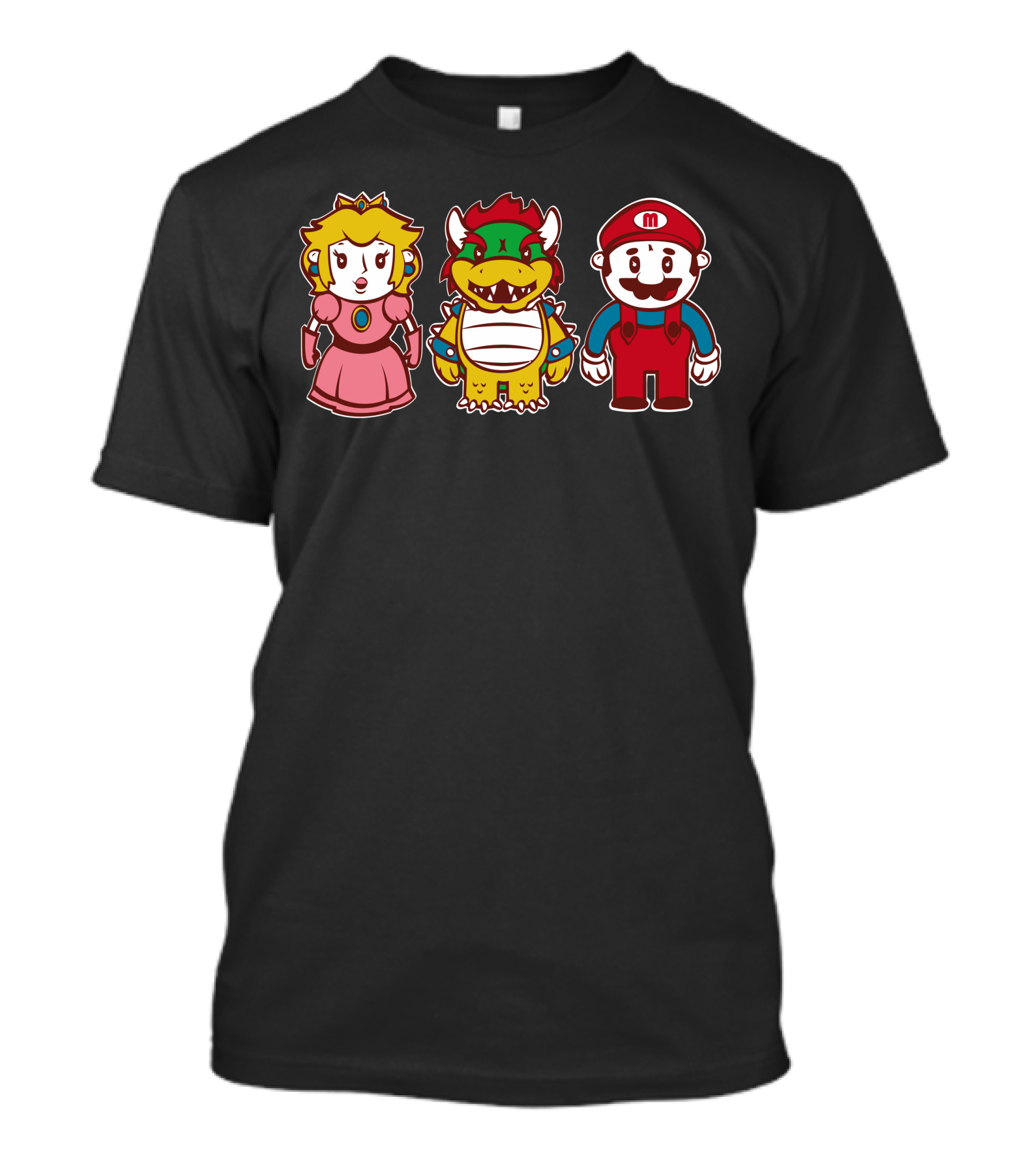 Chibi Mushroom Kingdom Princess Bowser Mario Characters T-Shirt