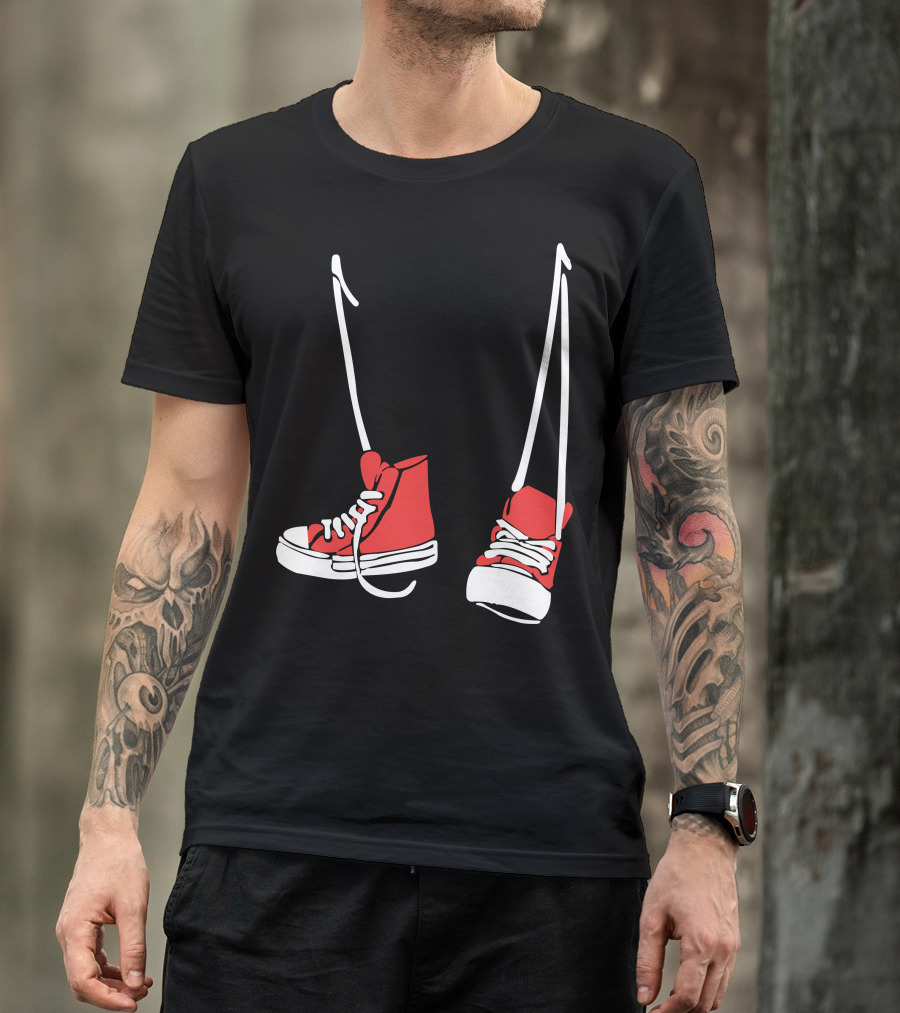 Chuck Shoes Red Sneakers Hanging By Laces T-Shirt