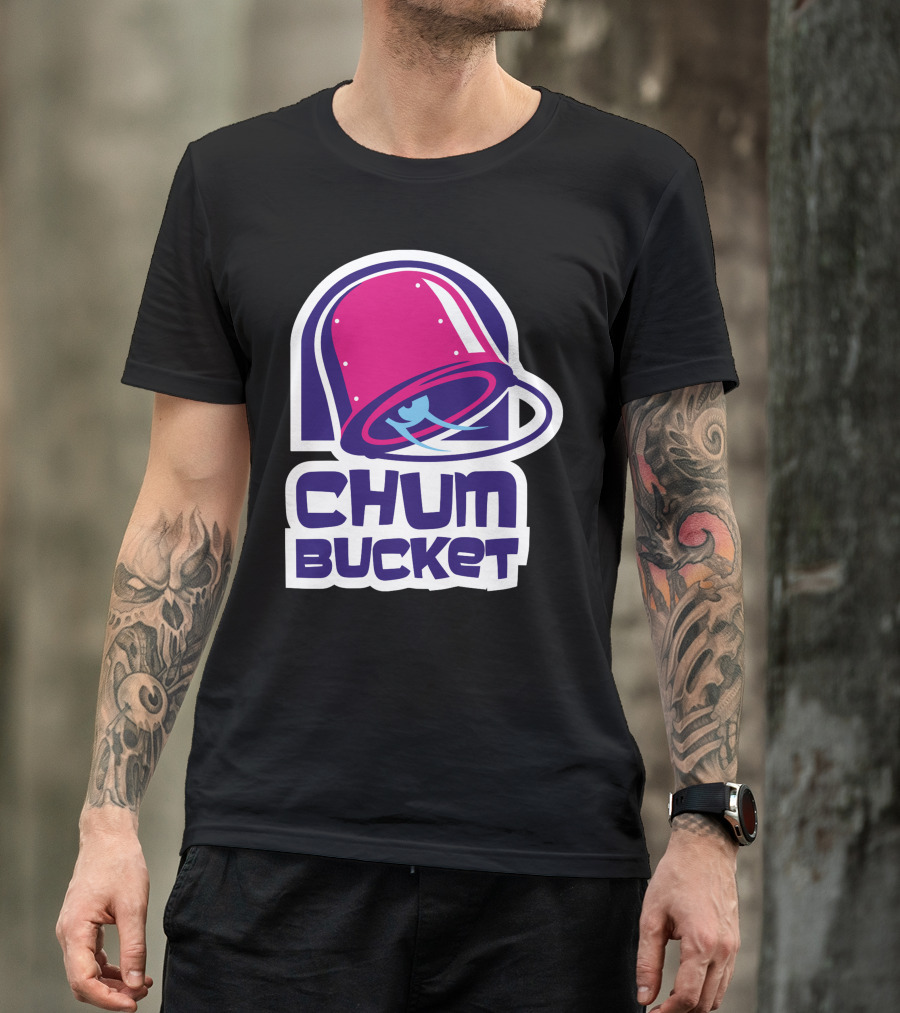 Chum Bucket Pink Bucket Cartoon T-Shirt