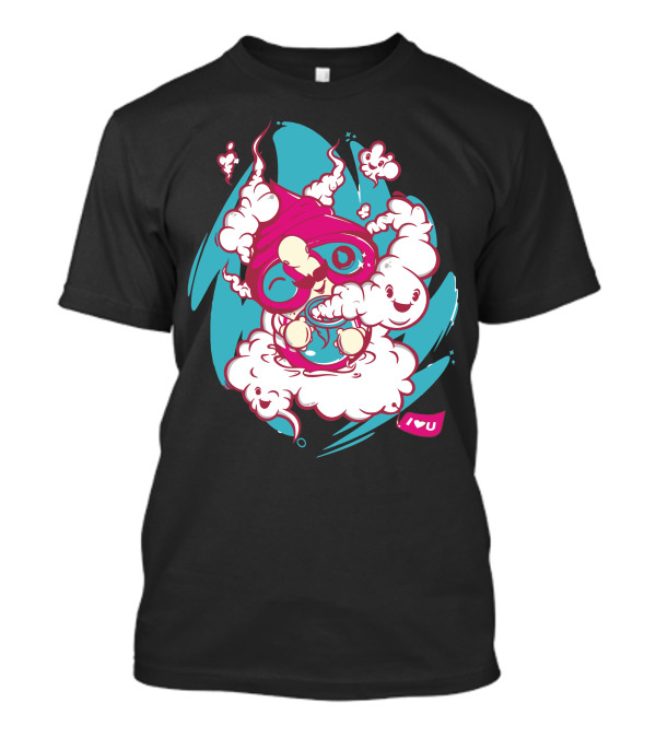 Cloudhunter Whimsical Cartoon With Clouds And I ♥ U Balloon T-Shirt