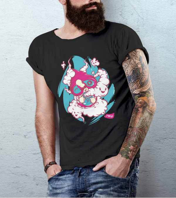 Cloudhunter Whimsical Cartoon With Clouds And I ♥ U Balloon T-Shirt