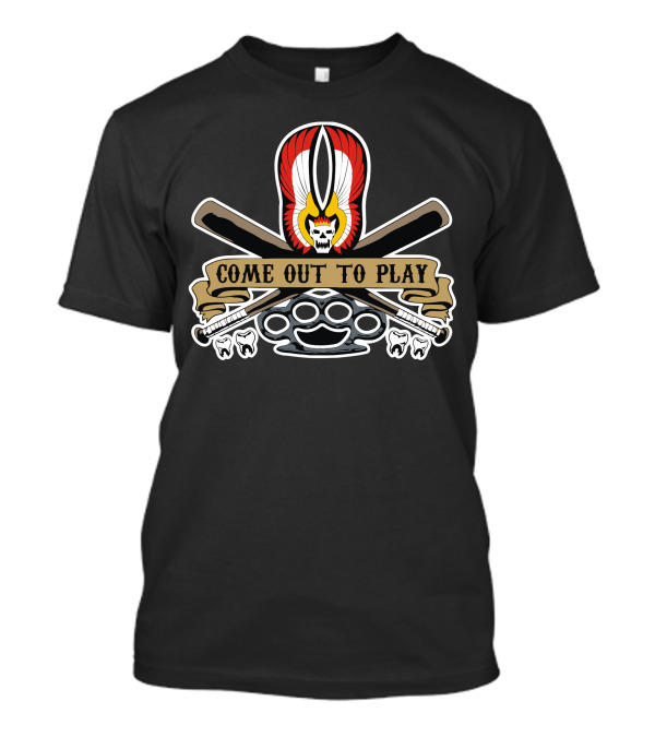 Come Out To Play Skull Mask Bat Knuckles Banner T-Shirt