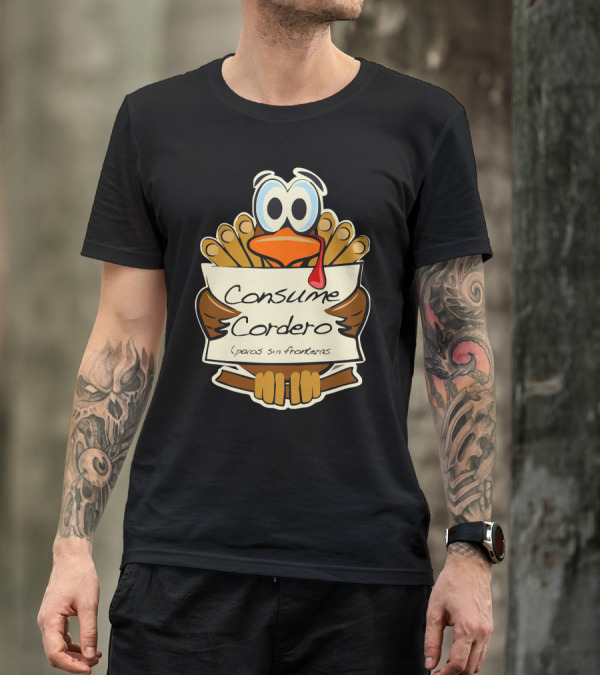 Consume Cordero Pavos Sin Fronteras Turkey Cartoon T-Shirt