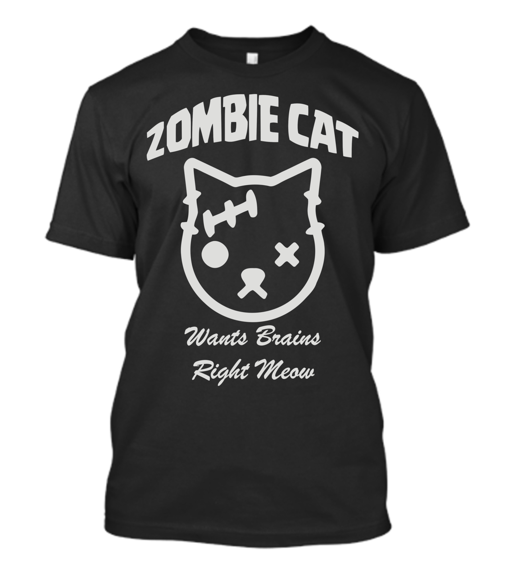 Zombie Cat Wants Brains Right Meow T-Shirt