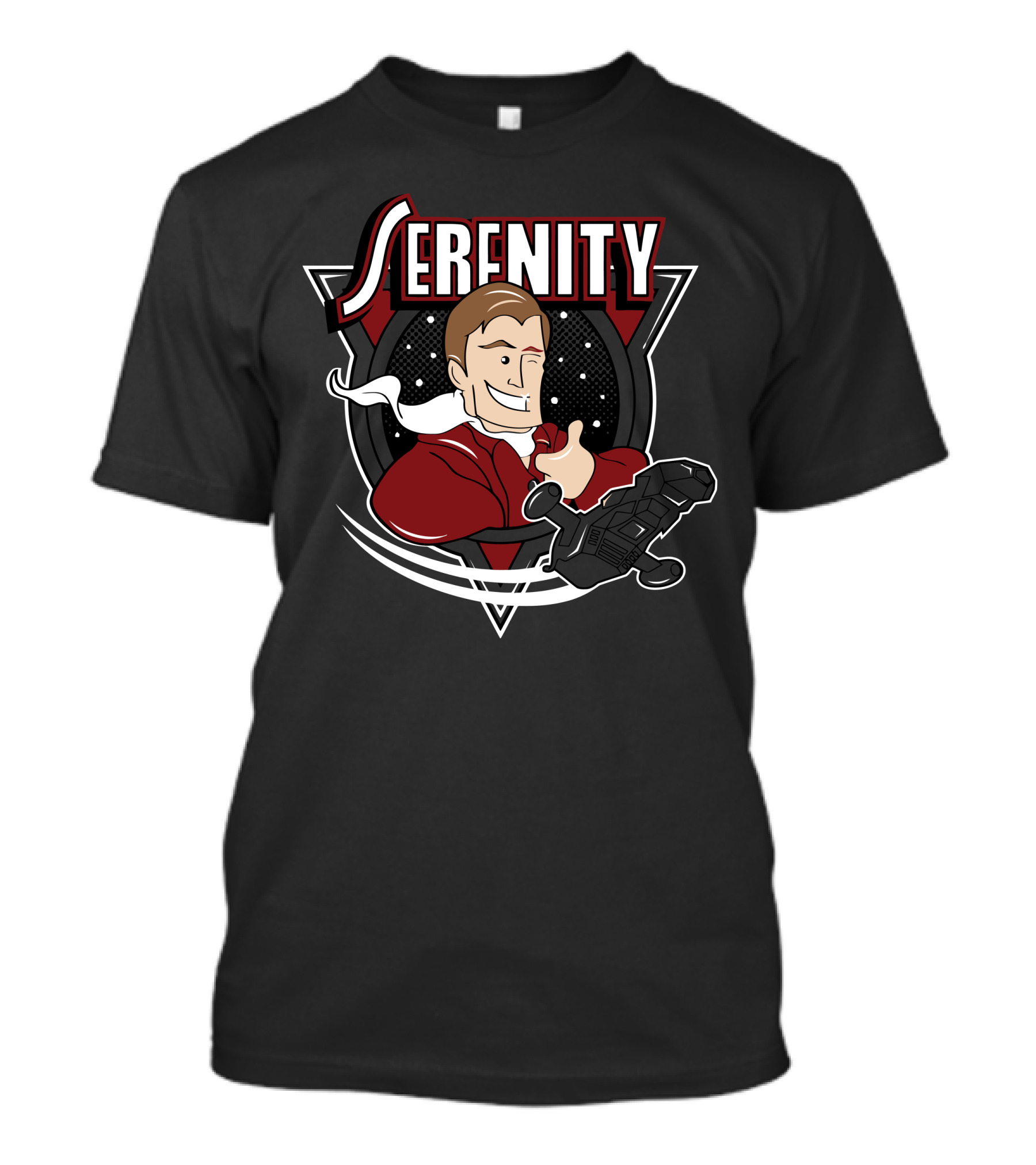 Serenity Thumbs Up Cartoon Character In Space T-Shirt