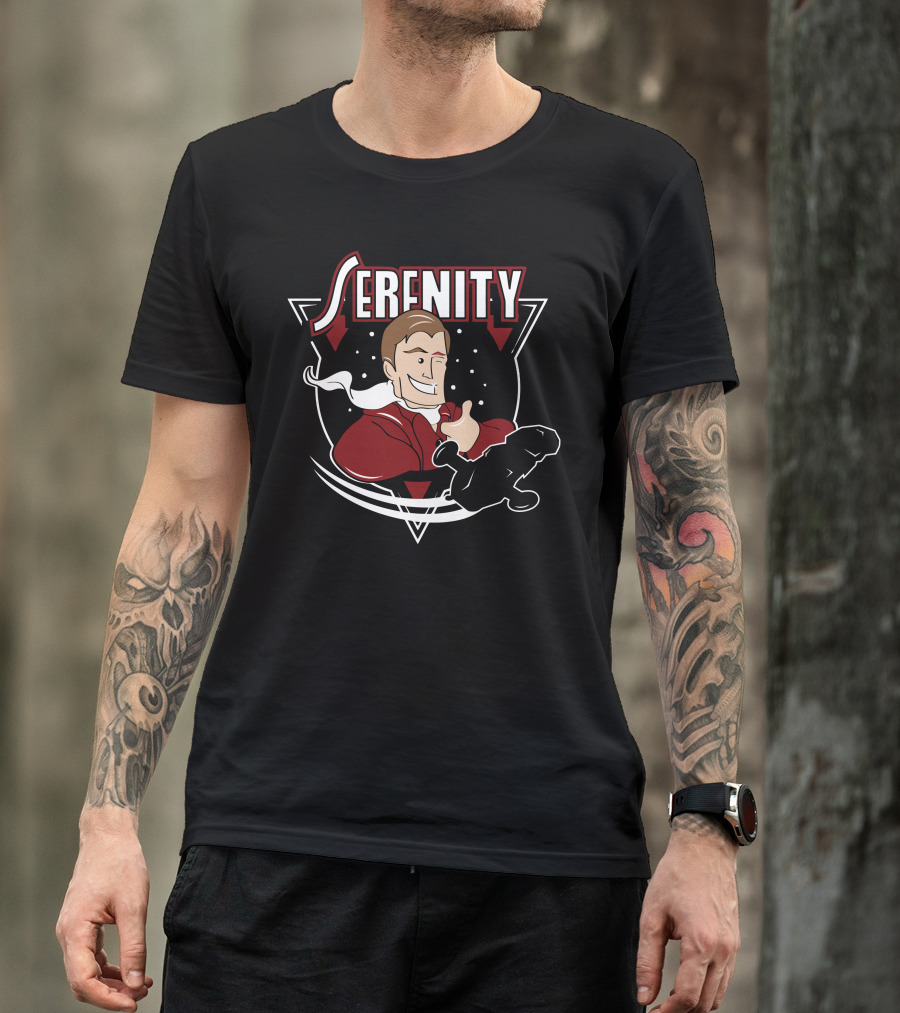 Serenity Thumbs Up Cartoon Character In Space T-Shirt