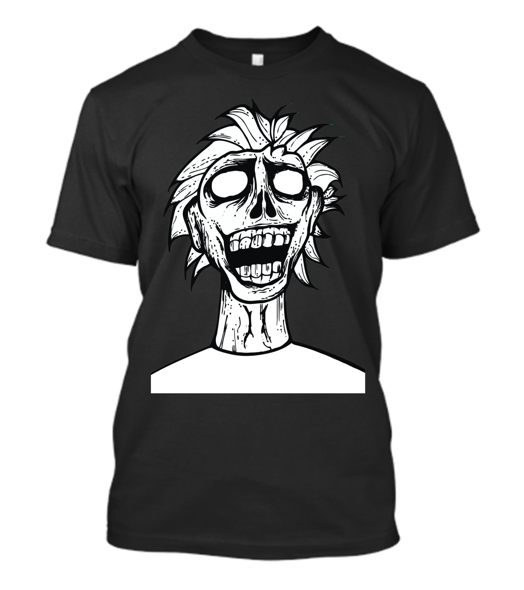 Crazy Zombie Skull With Spiked Hair And Wide Grin T-Shirt