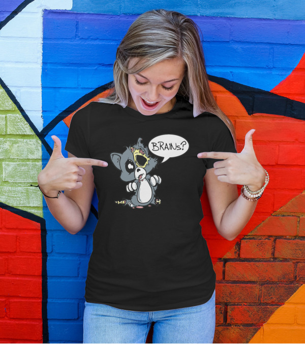 Cute Dead Things Kitty Brains Zombie Cat T-Shirt