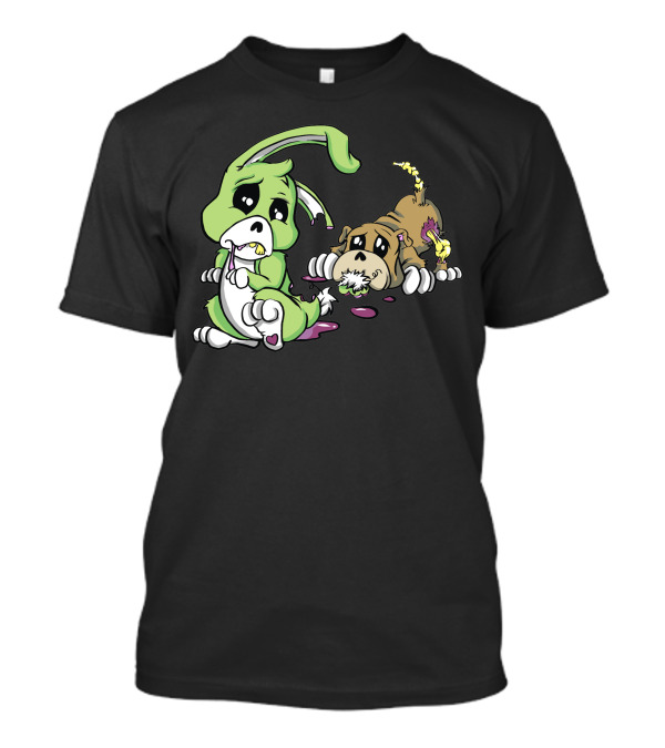 Cute Dead Things Puppy Vs Bunny Adorable Zombie Animals Duel T-Shirt