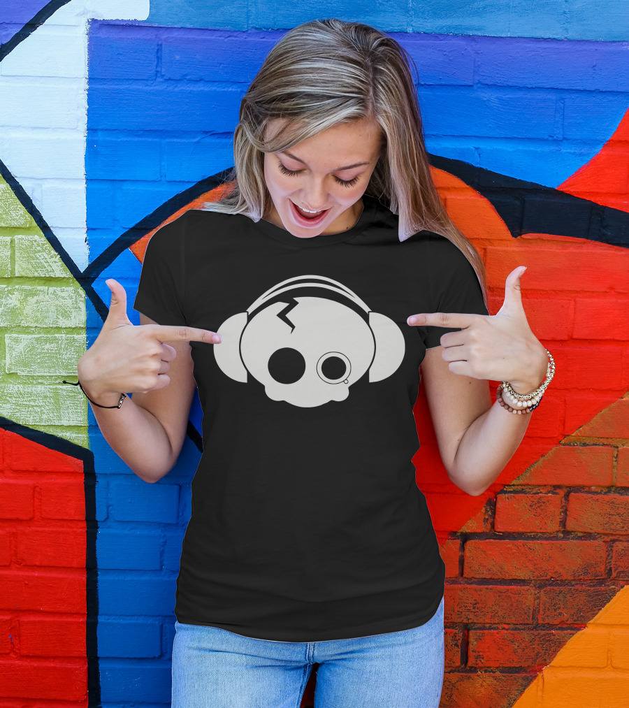 Cute Skull With Headphones And Monocle T-Shirt