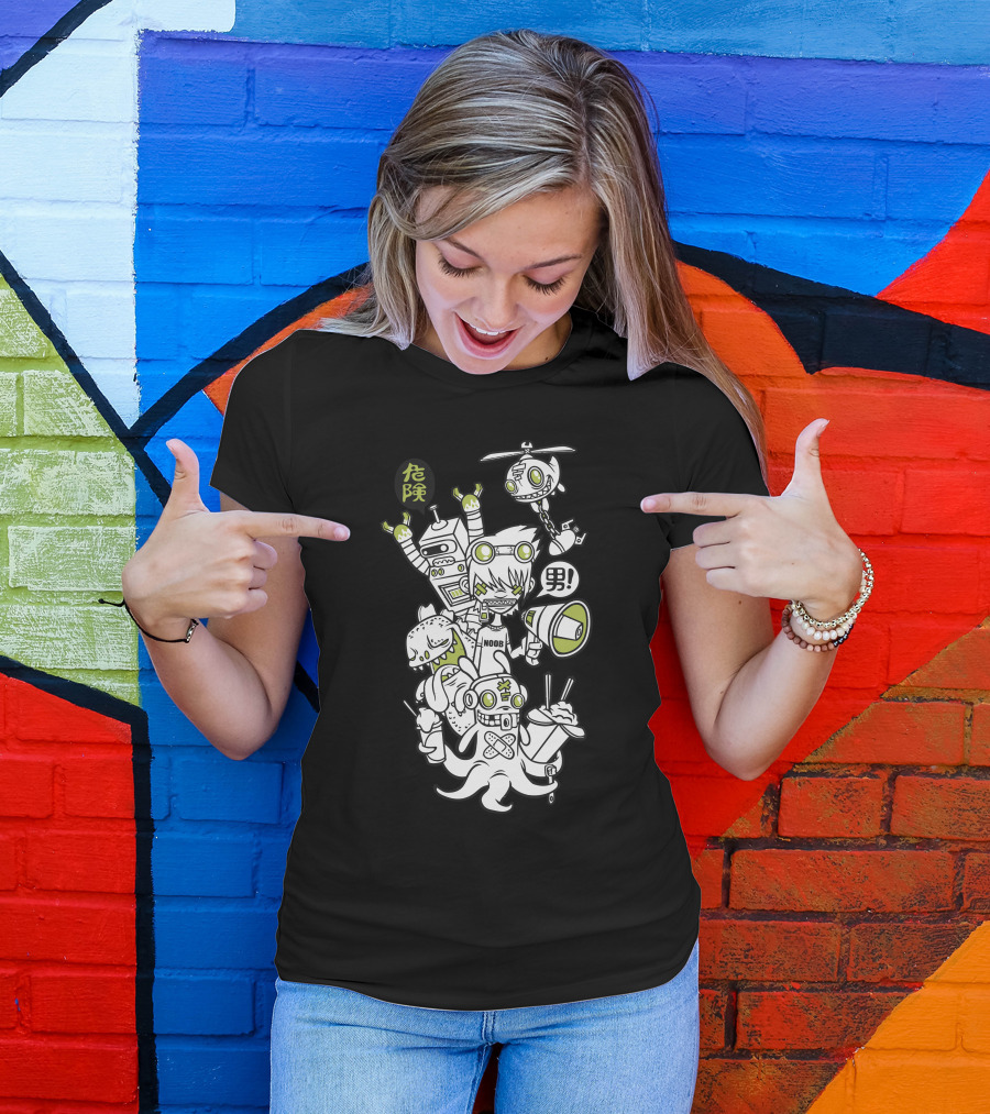 Noob Robot Octopus Danger Character Mashup T-Shirt