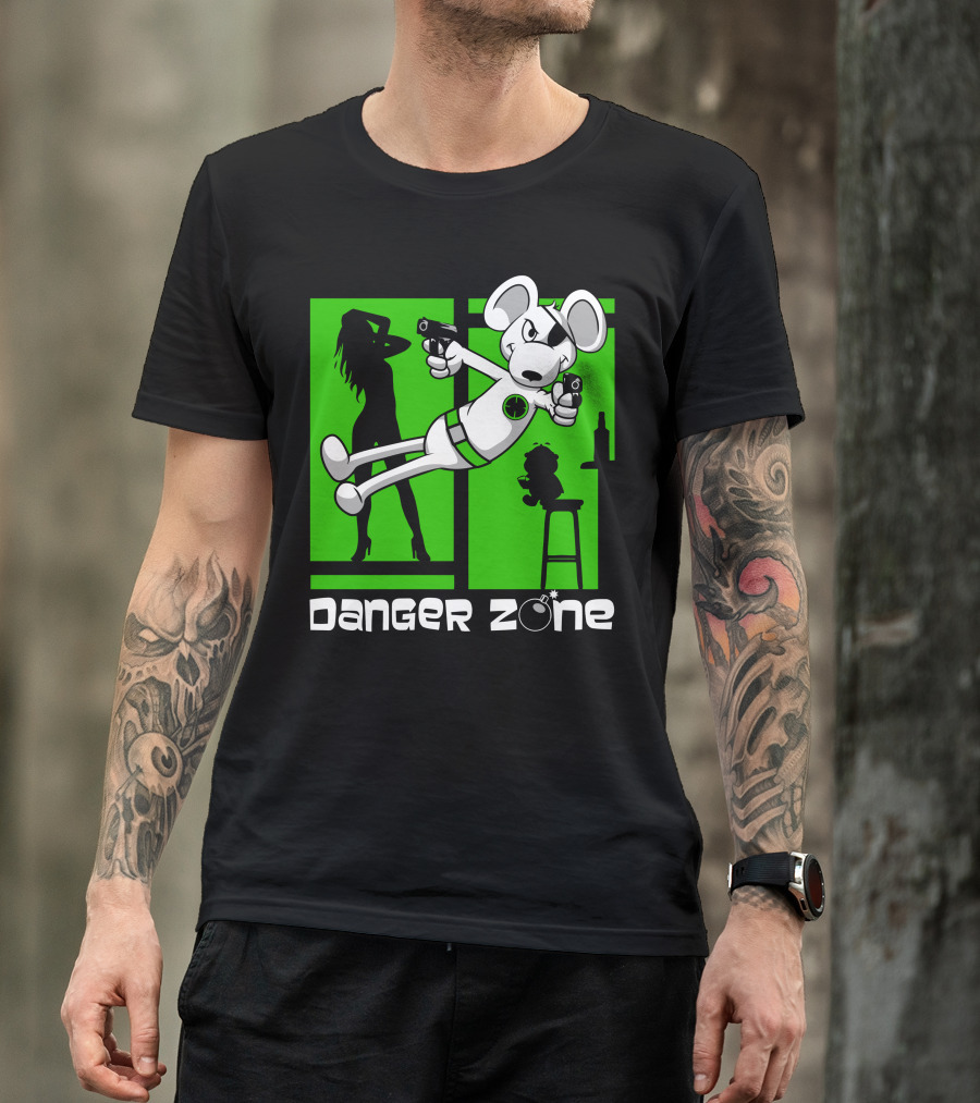 Danger Zone Secret Agent Mouse Silhouette Adventure T-Shirt