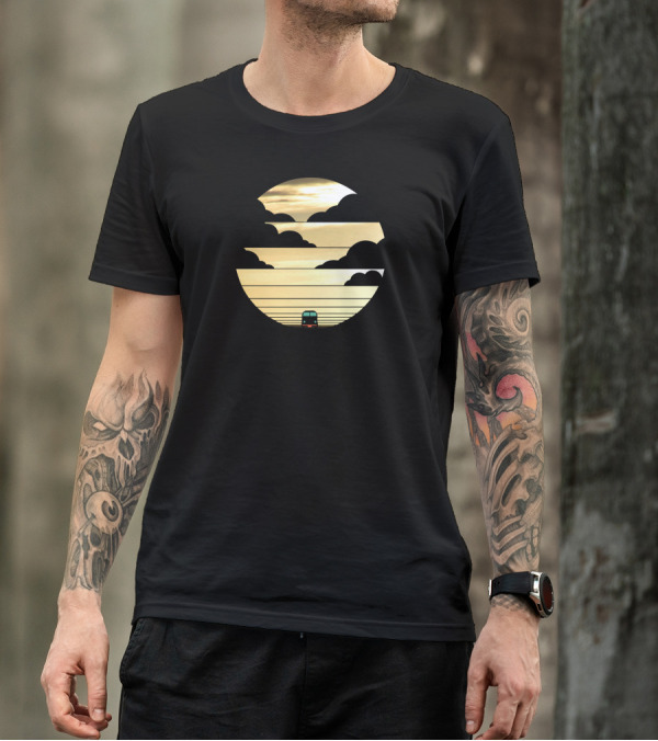 Retro Van Journey Into Golden Sunset Horizon T-Shirt