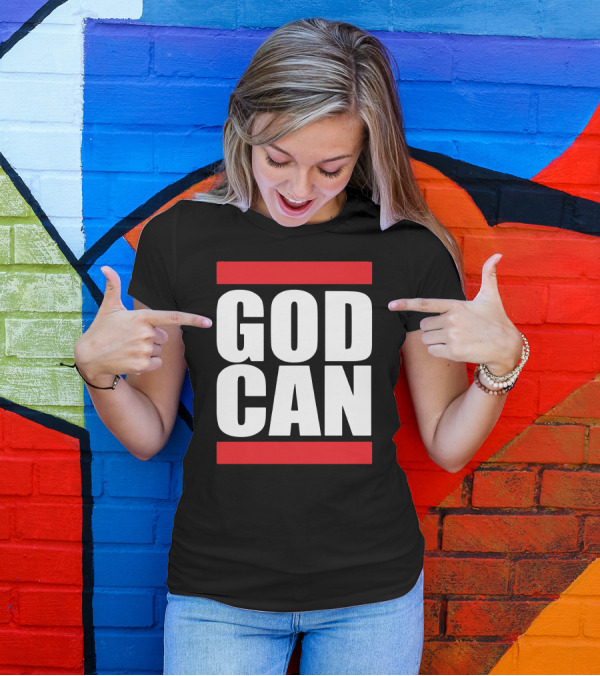 GOD CAN Red And White Bold Message T-Shirt
