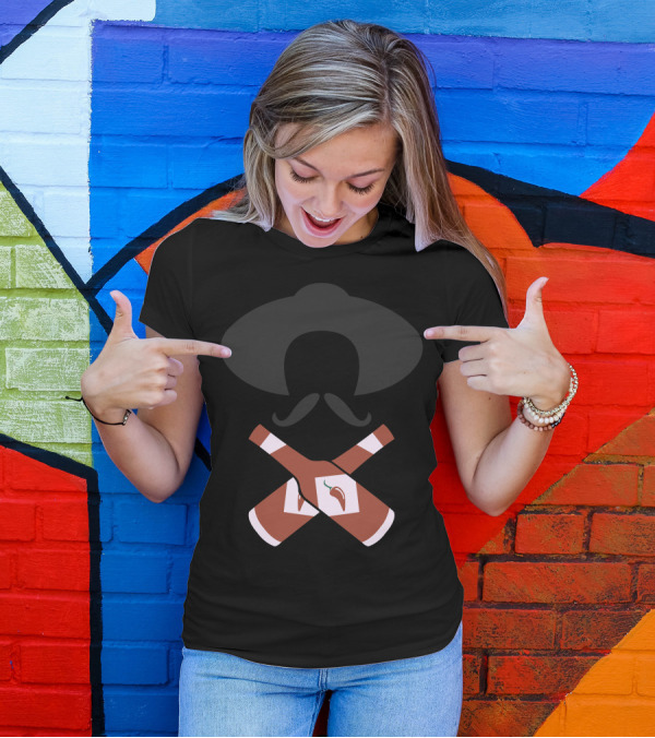 Mysterious Hot Sauce Bandito With Crossed Bottle T-Shirt