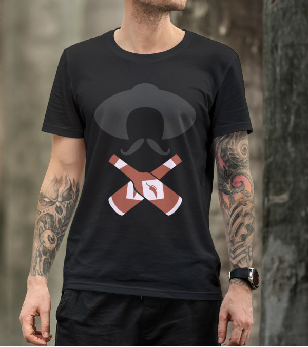 Mysterious Hot Sauce Bandito With Crossed Bottle T-Shirt