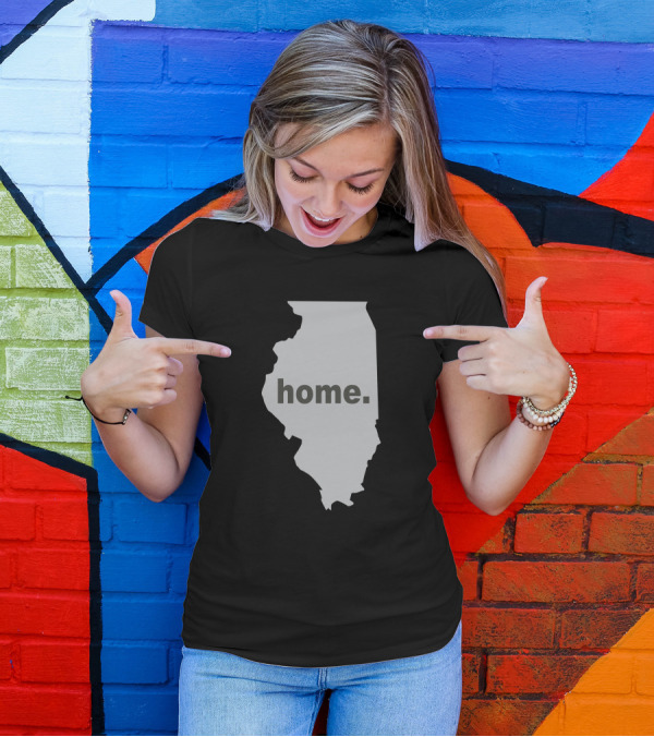 Illinois State Outline Home Text T-Shirt